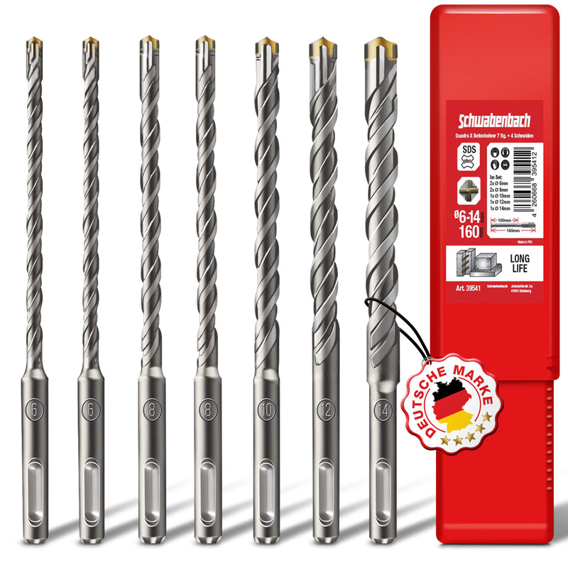 Schwabenbach SDS-Plus Betonbohrer Set 7tlg. 6–14 mm x 160 mm