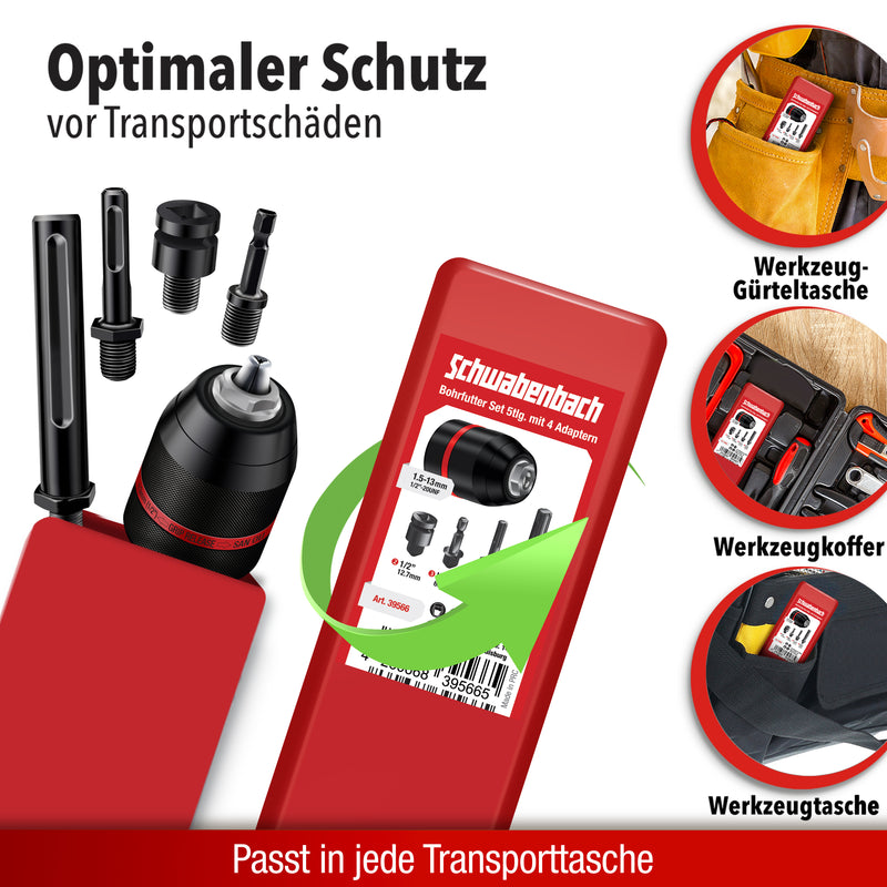 Schwabenbach Schnellspannbohrfutter Komplett Set 5tlg.