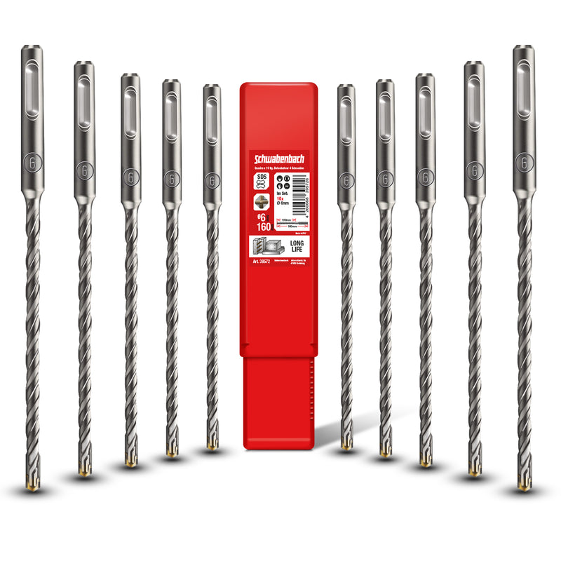 Schwabenbach SDS-Plus Betonbohrer Set 10tlg. Ø 6 mm x 160 mm