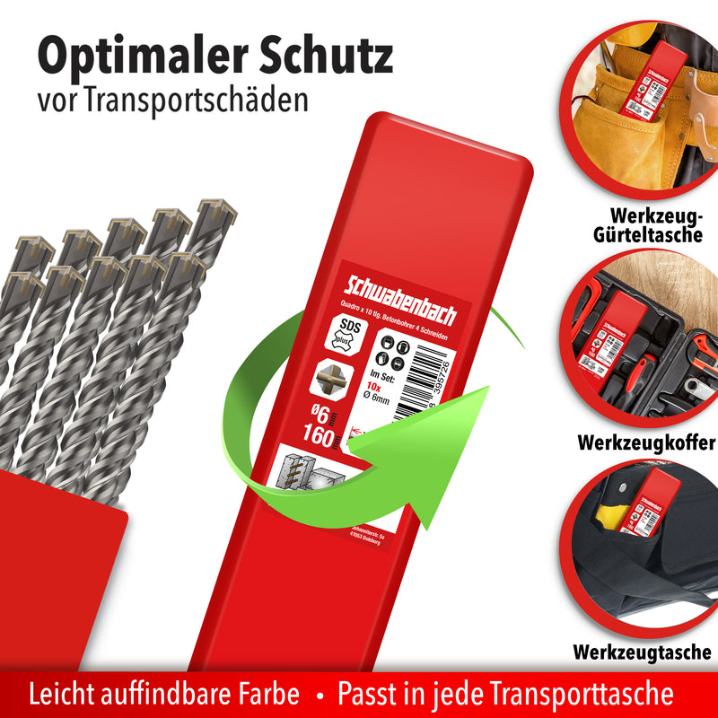 Schwabenbach SDS-Plus Betonbohrer Set 10tlg. Ø 6 mm x 160 mm