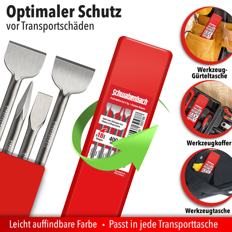 Schwabenbach SDS-Max Meißel Set 4tlg. 400 mm