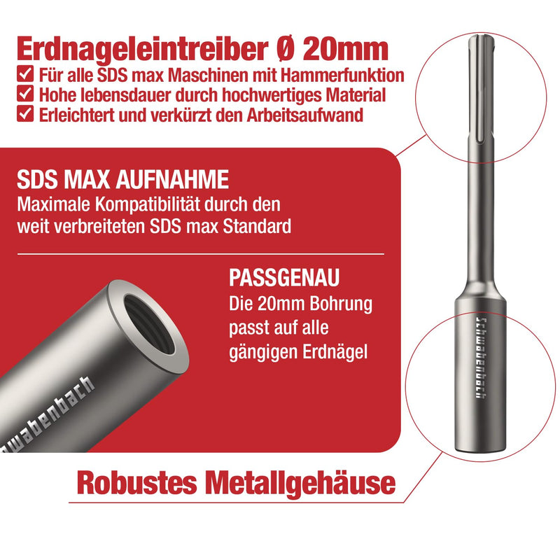 Schwabenbach SDS-Max Erdnageleintreiber 250 x Ø 32 mm