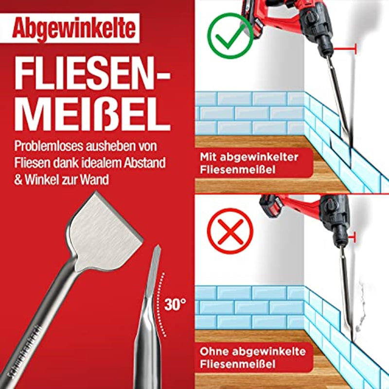 Schwabenbach SDS-Plus Fliesenmeißel abgewinkelt 75 x 250 mm