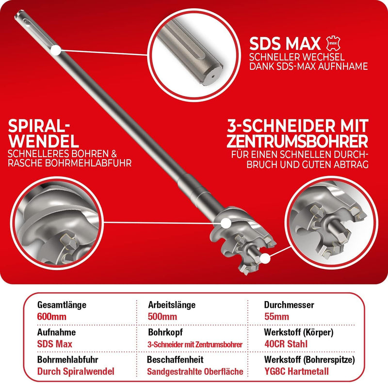 Schwabenbach SDS-Max Durchschlagbohrer 65 x 600 mm