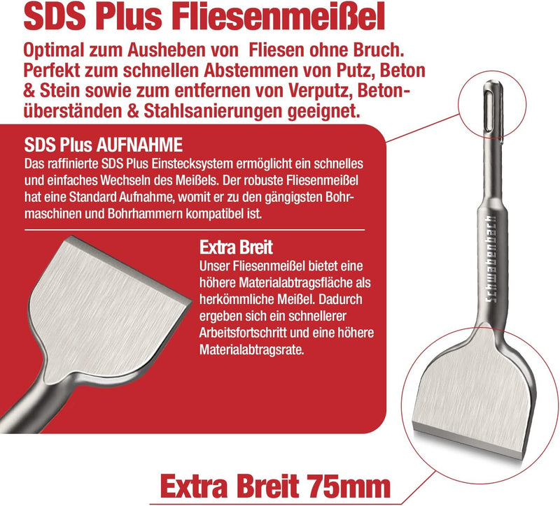 Schwabenbach SDS-Plus Fliesenmeißel abgewinkelt 75 x 165 mm