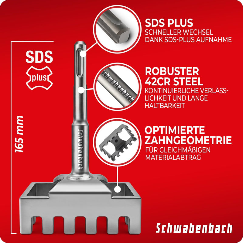SCHWABENBACH® SDS Plus Lochmeißel 85 x 45 mm für Unterputzdosen | Quadrat-Lochmeißel für Steckdosen und Schalterdosen