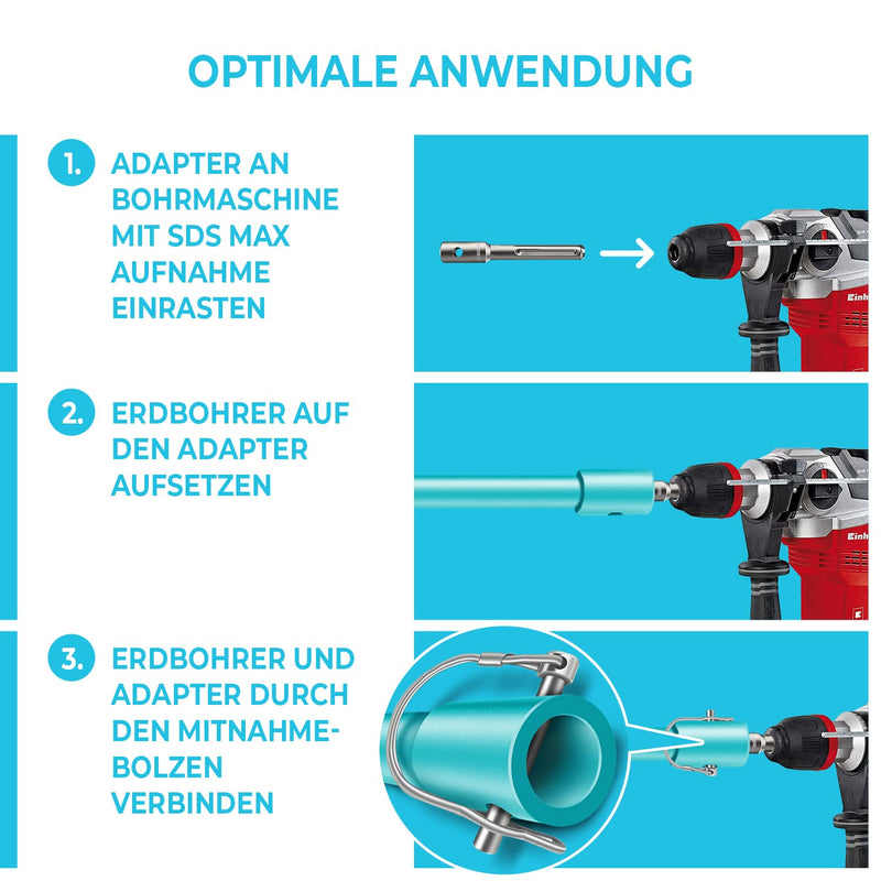 Brunnental SDS-Max Erdbohrer Adapter inkl. Quick-Change Bolzen