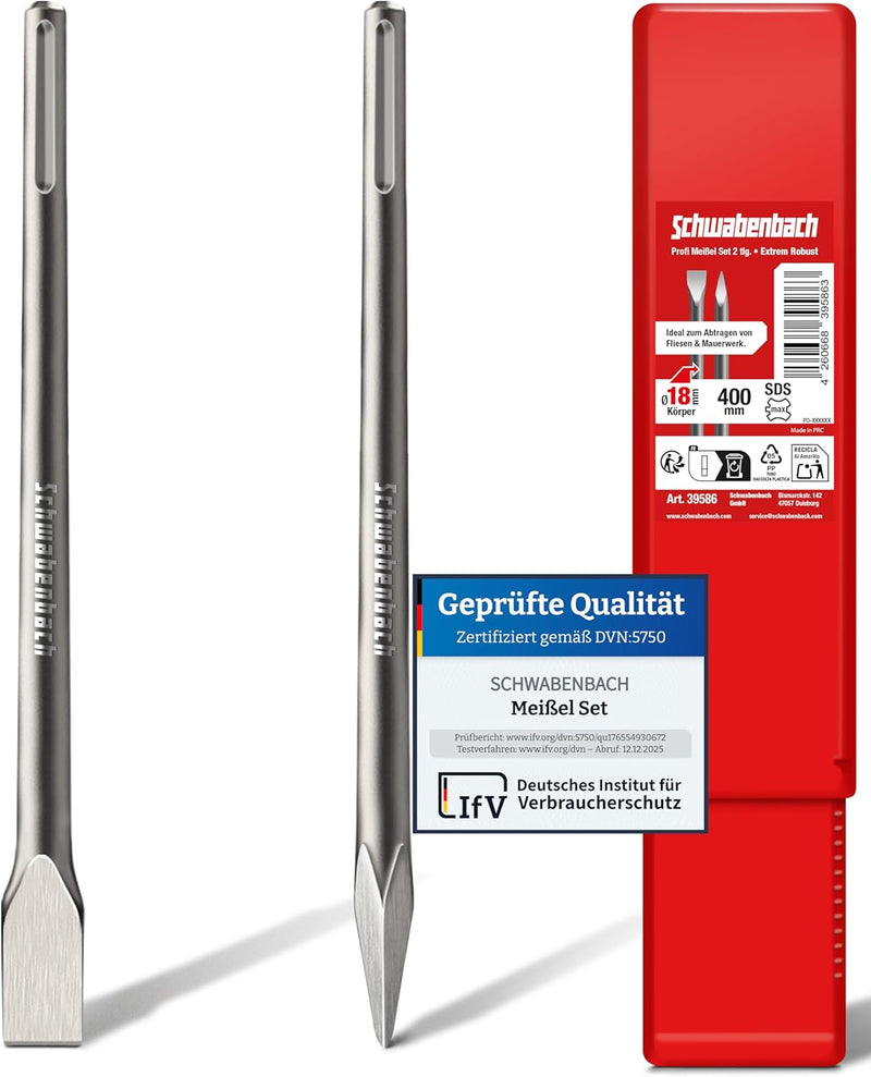 Schwabenbach SDS-Max Fliesenmeißel abgewinkelt 80 x 300 mm