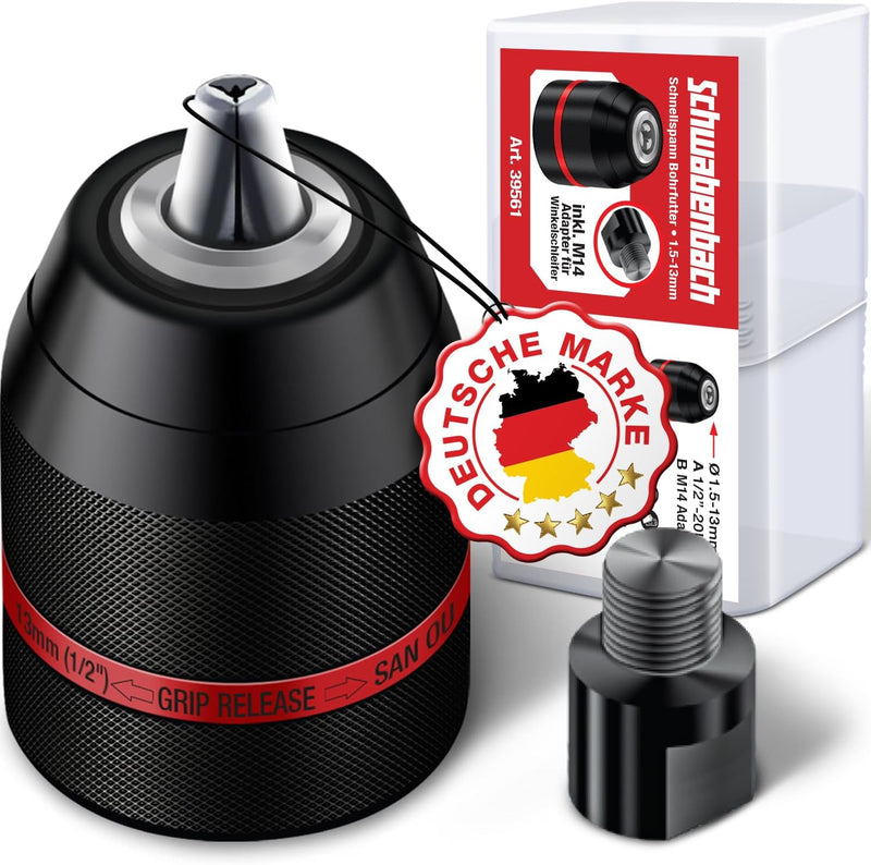 Schwabenbach Schnellspannbohrfutter 1,5–13 mm 1/2-20UNF inkl. M14 Adapter