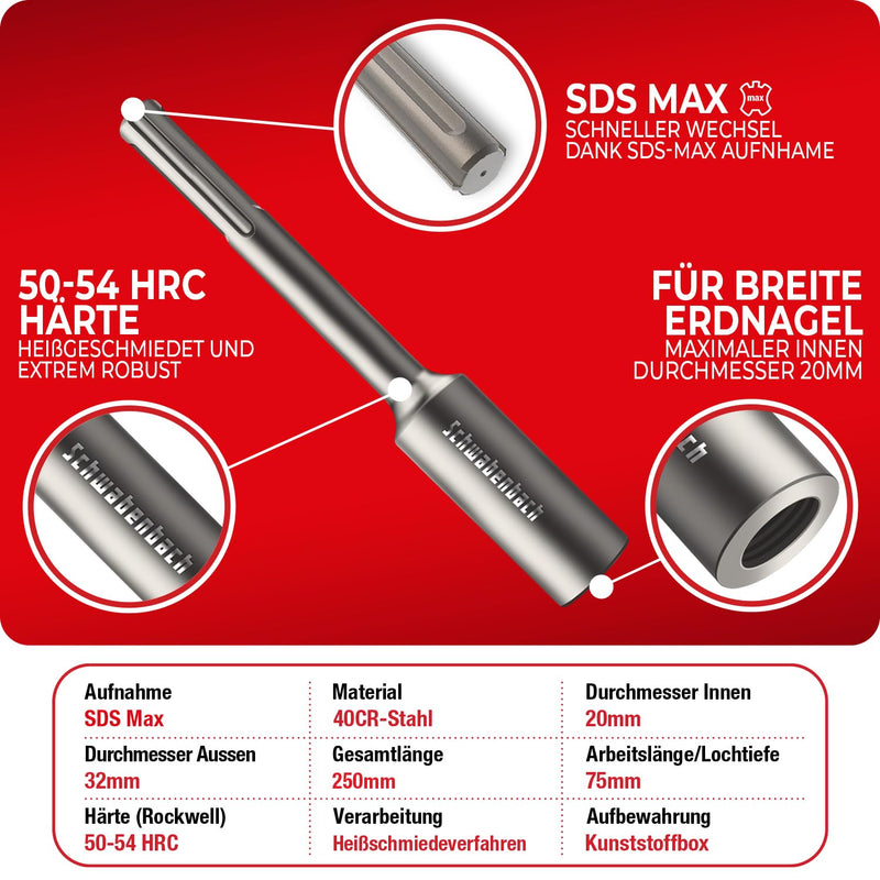 Schwabenbach SDS-Max Erdnageleintreiber 250 x Ø 32 mm