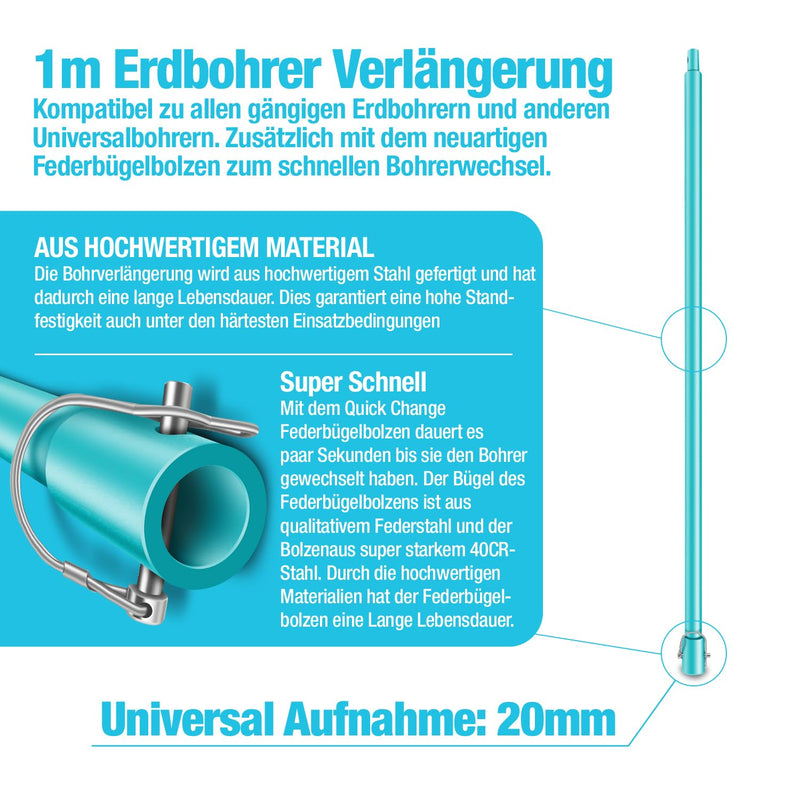 Brunnental Erdbohrer Verlängerung 5 m inkl. 5x Quick-Change Bolzen