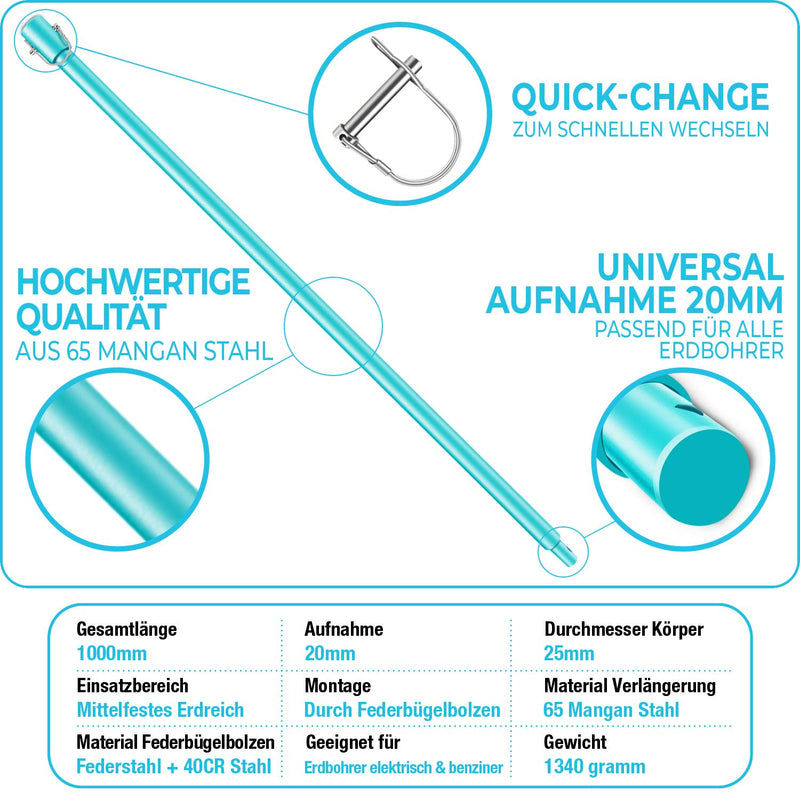 Brunnental Erdbohrer Verlängerung 5 m inkl. 5x Quick-Change Bolzen