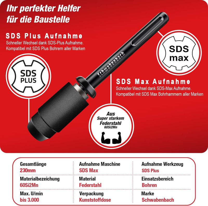 Schwabenbach SDS-Max auf SDS-Plus Adapter