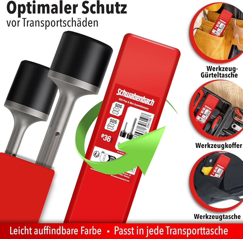 Schwabenbach SDS-Plus & SDS-Max Gummihammer-Aufsatz 35 mm inkl. Adapter