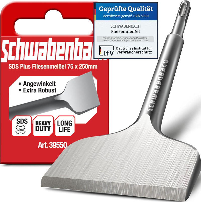 Schwabenbach SDS-Plus Fliesenmeißel abgewinkelt 75 x 250 mm