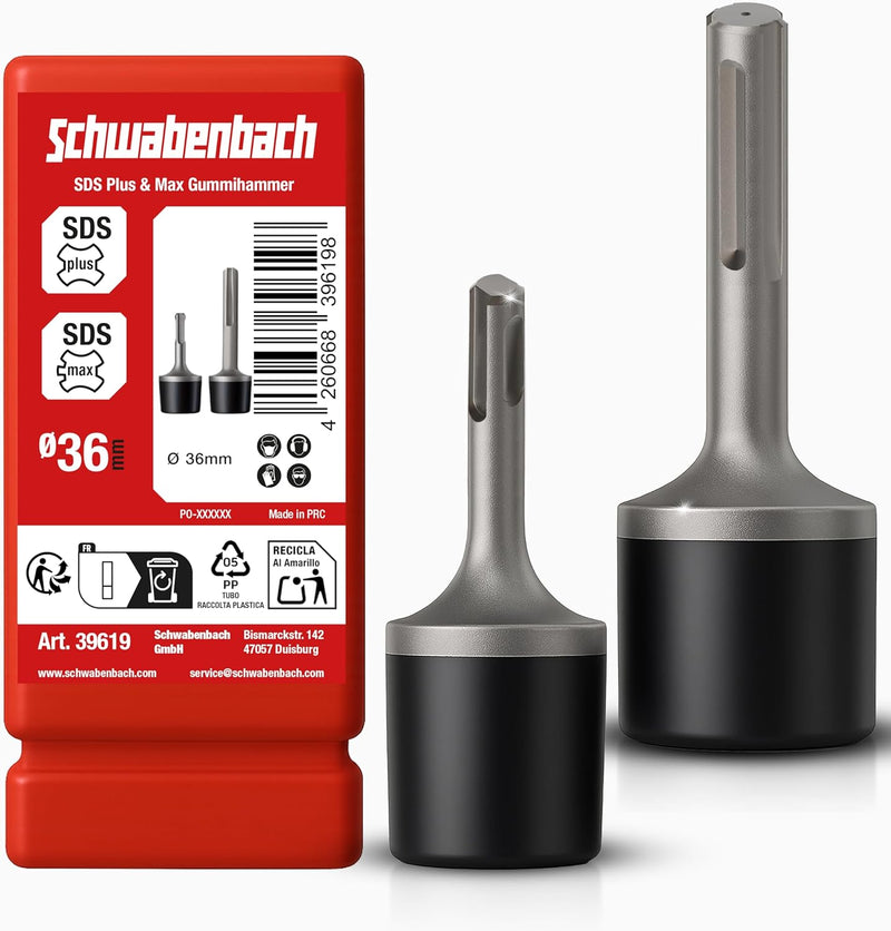 Schwabenbach SDS-Plus & SDS-Max Gummihammer-Aufsatz 35 mm inkl. Adapter