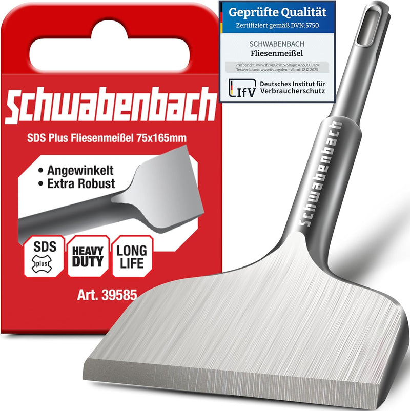 Schwabenbach SDS-Plus Fliesenmeißel abgewinkelt 75 x 165 mm