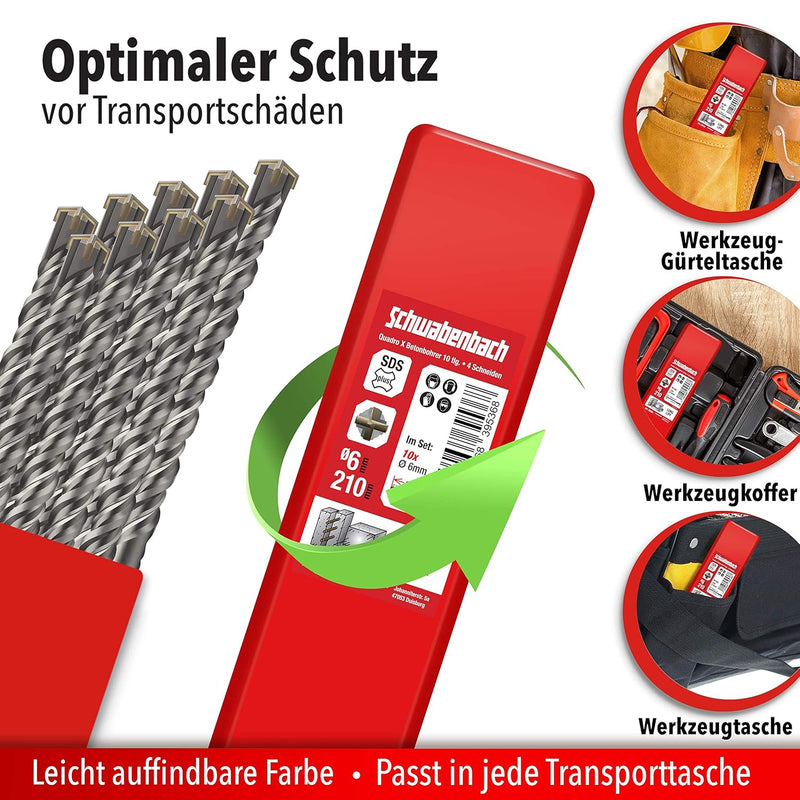 Schwabenbach SDS-Plus Betonbohrer Set 10tlg. Ø 6 mm x 210 mm