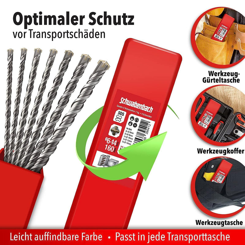 Schwabenbach SDS-Plus Betonbohrer Set 7tlg. 6–14 mm x 160 mm