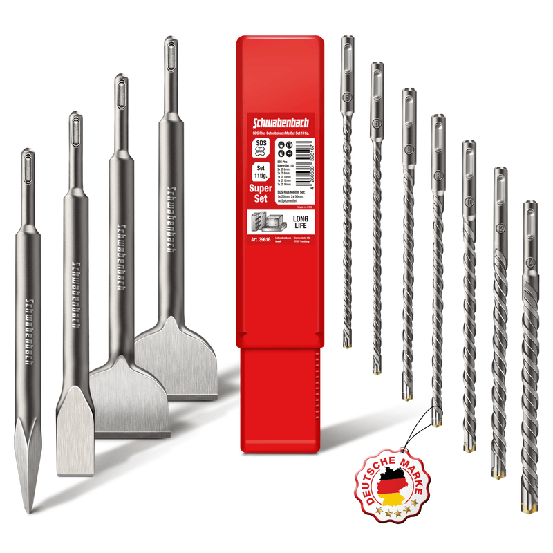 Schwabenbach SDS-Plus Bohrer und Meißel Set 11tlg.