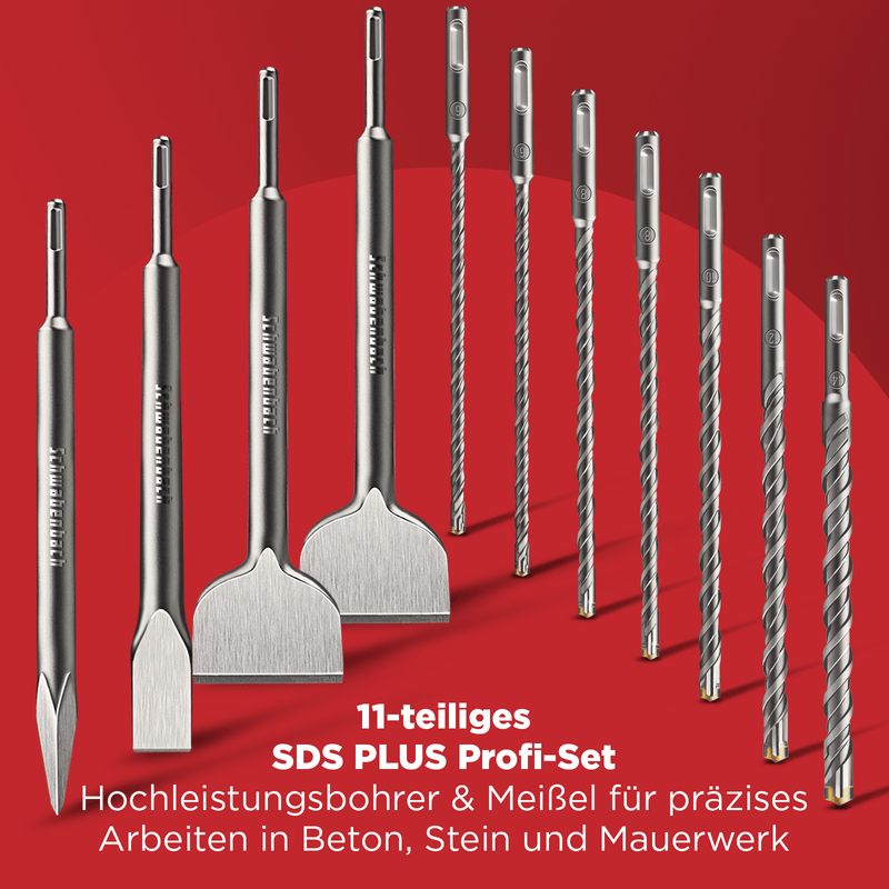 Schwabenbach SDS-Plus Bohrer und Meißel Set 11tlg.